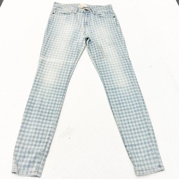 Current Elliott High Waist Stiletto Cropped Skinny Jeans Gingham Denim Size 26 - Picture 2 of 8